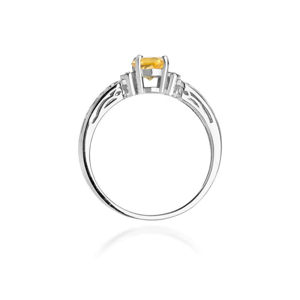 Inel Aur 14K cu Citrin 0.50 ct si Diamante Naturale 0.02 ct