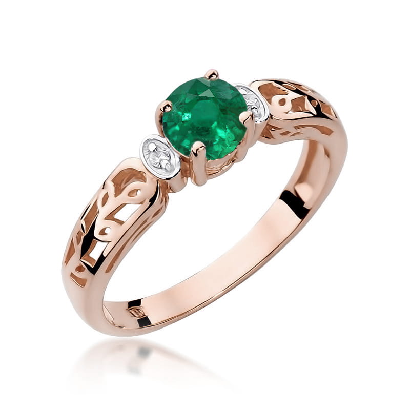 Inel Aur 14K cu Smarald 0.50 ct - Roz
