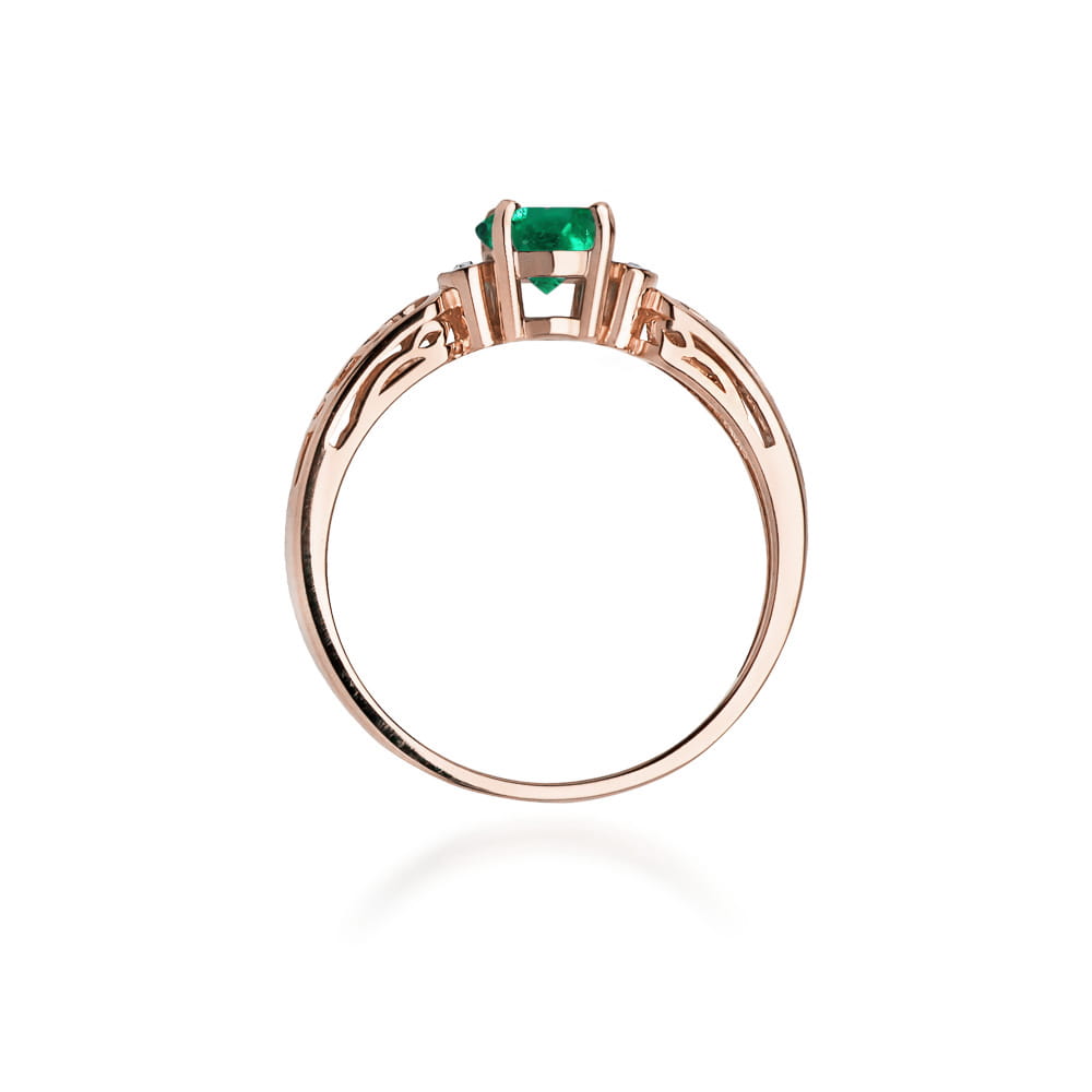 Inel Aur 14K cu Smarald 0.50 ct - Roz