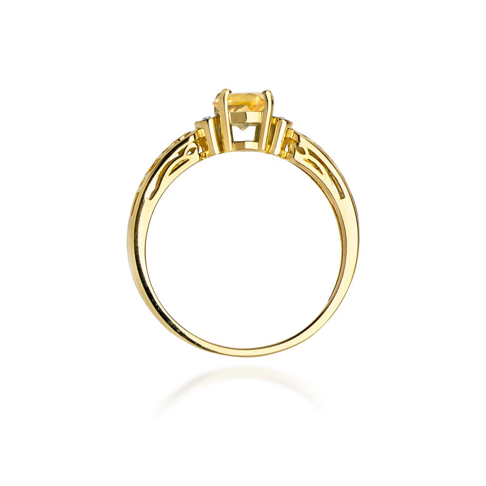 Inel Aur 14K cu Citrin 0.50 ct si Diamante Naturale 0.02 ct