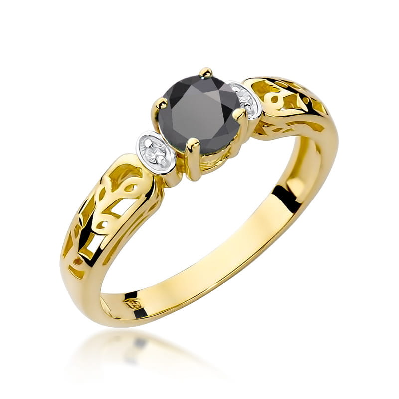 Inel Aur 14K cu Diamant Negru 0.50ct