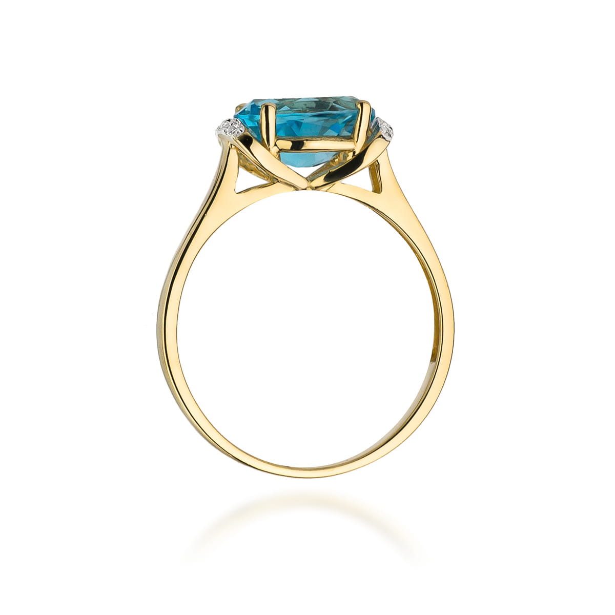 Inel Aur 9K cu Topaz Swiss 1.70 ct si Diamante Naturale 0.04 ct
