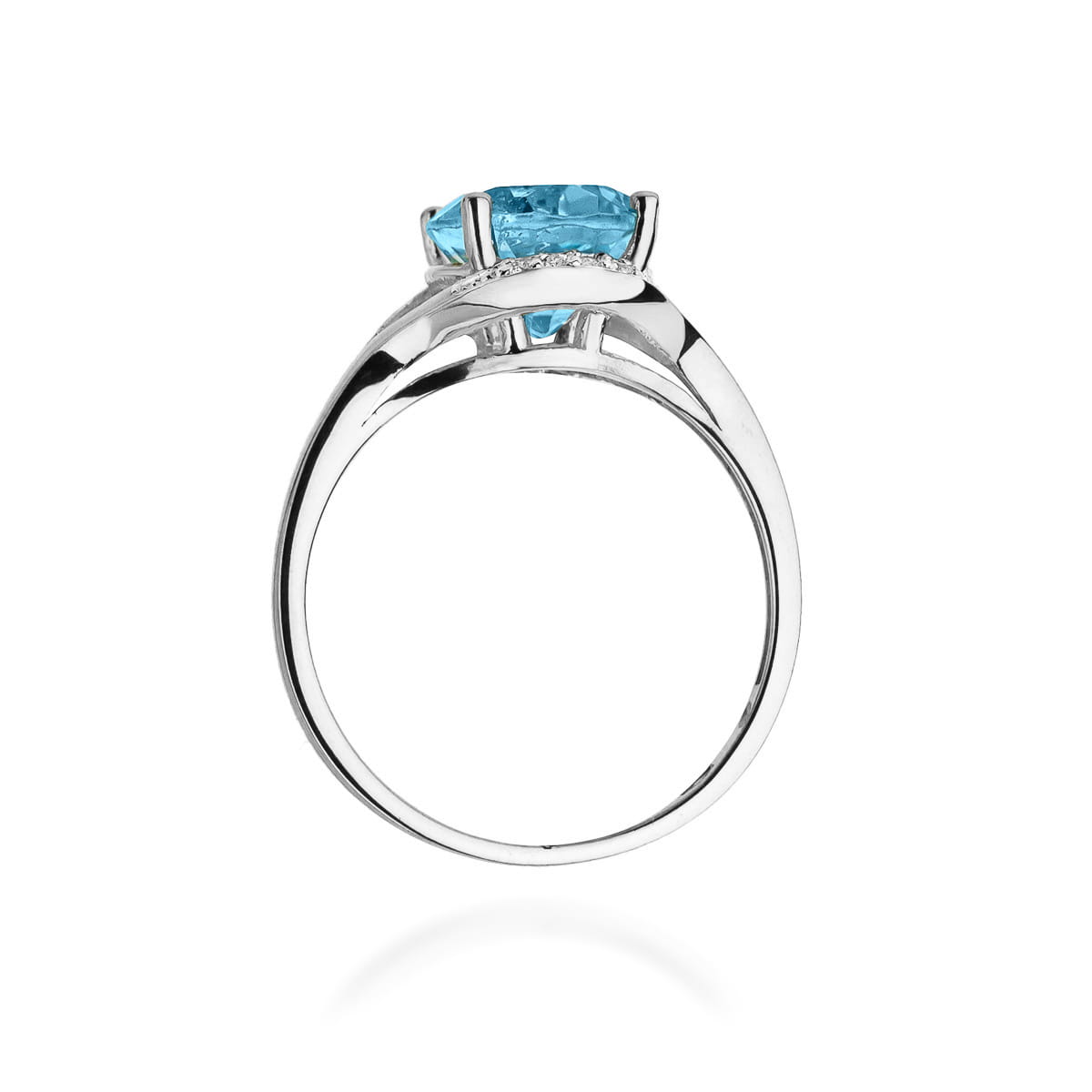 Inel Aur 9K cu Topaz Swiss 3.00 ct si Diamante Naturale 0.04 ct