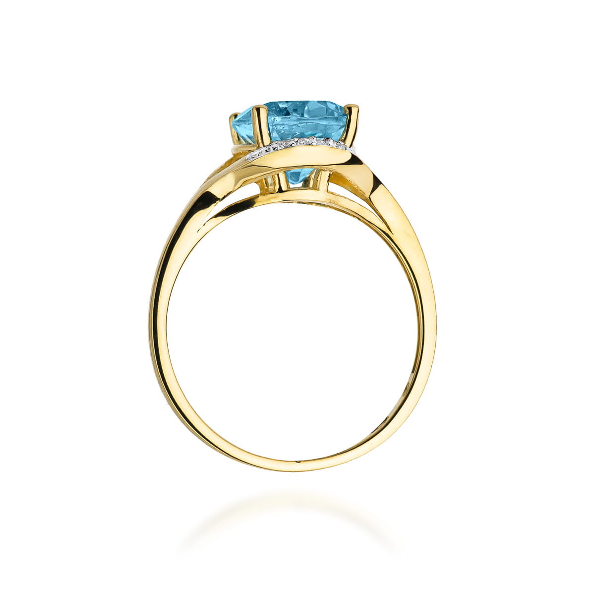Inel Aur 9K cu Topaz Swiss 3.00 ct si Diamante Naturale 0.04 ct