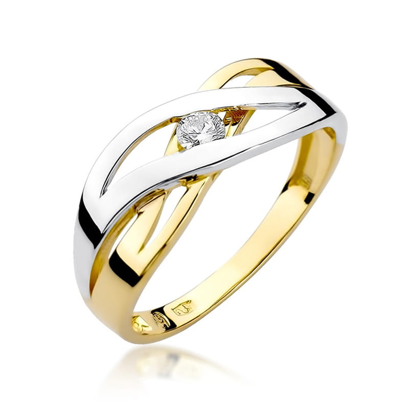Inel Aur 9K cu Diamant Natural 0.10 ct