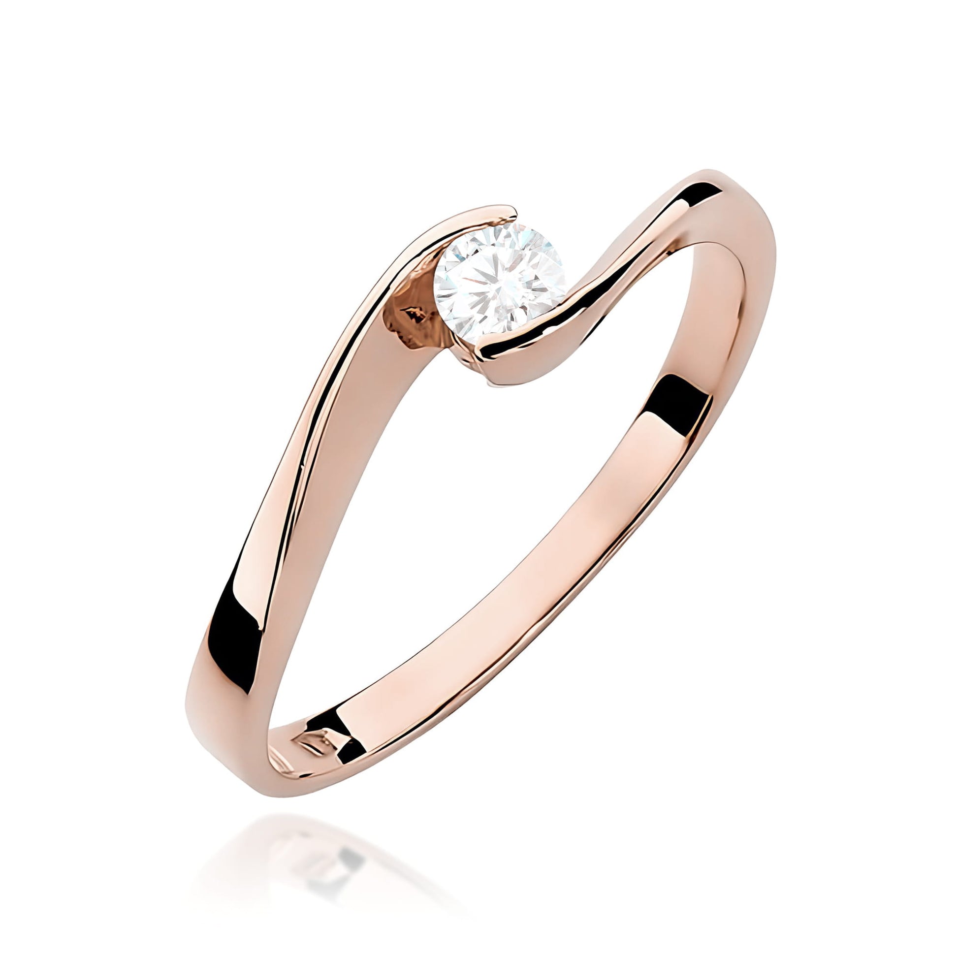 Inel Aur 14K Diamant Cultivat în Laborator 0,13ct
