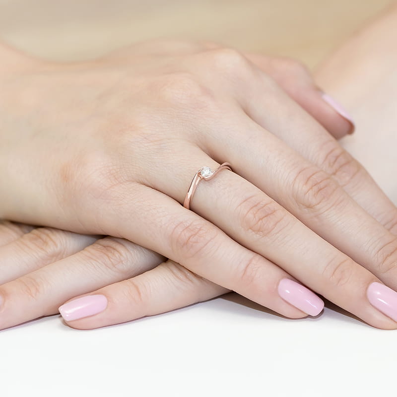 Inel Aur 14K Diamant Cultivat în Laborator 0,13ct