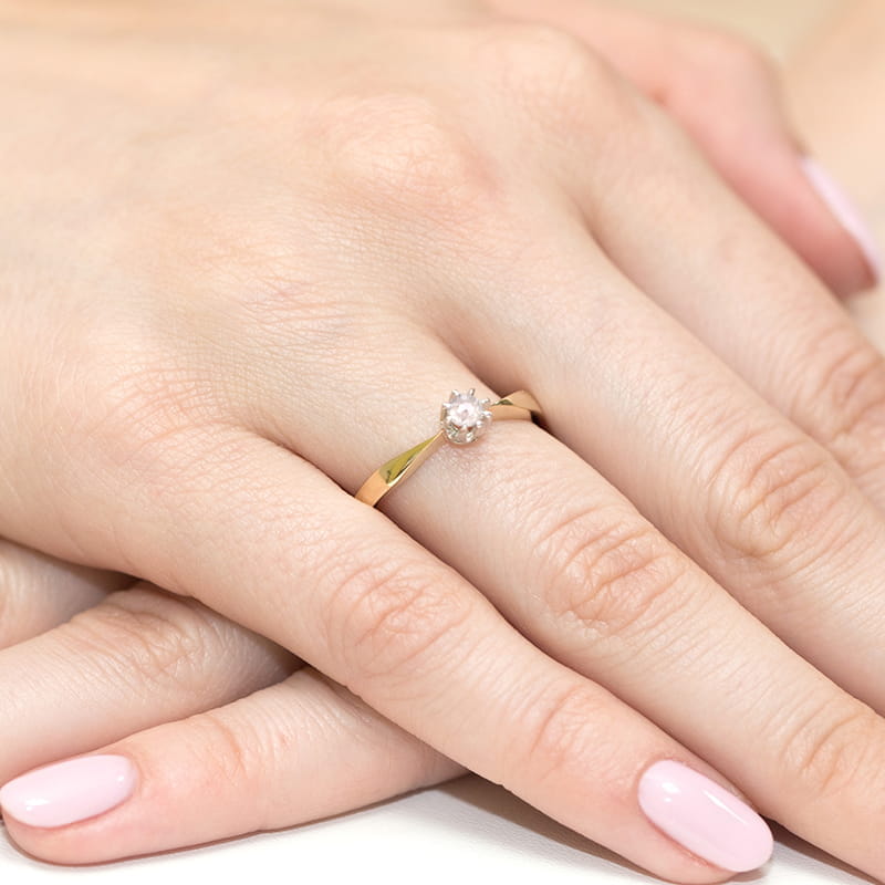 Inel Aur 9K cu Diamant Natural 0.15 ct