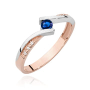 Inel Aur 14K cu Safir 0.15 ct si Diamante 0.03 ct - Roz