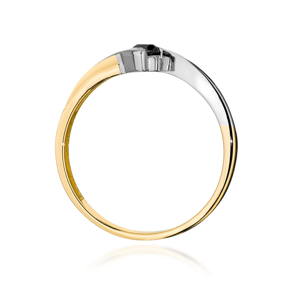 Inel Aur 9K cu Diamante Naturale Albe si Negre 0.15 ct
