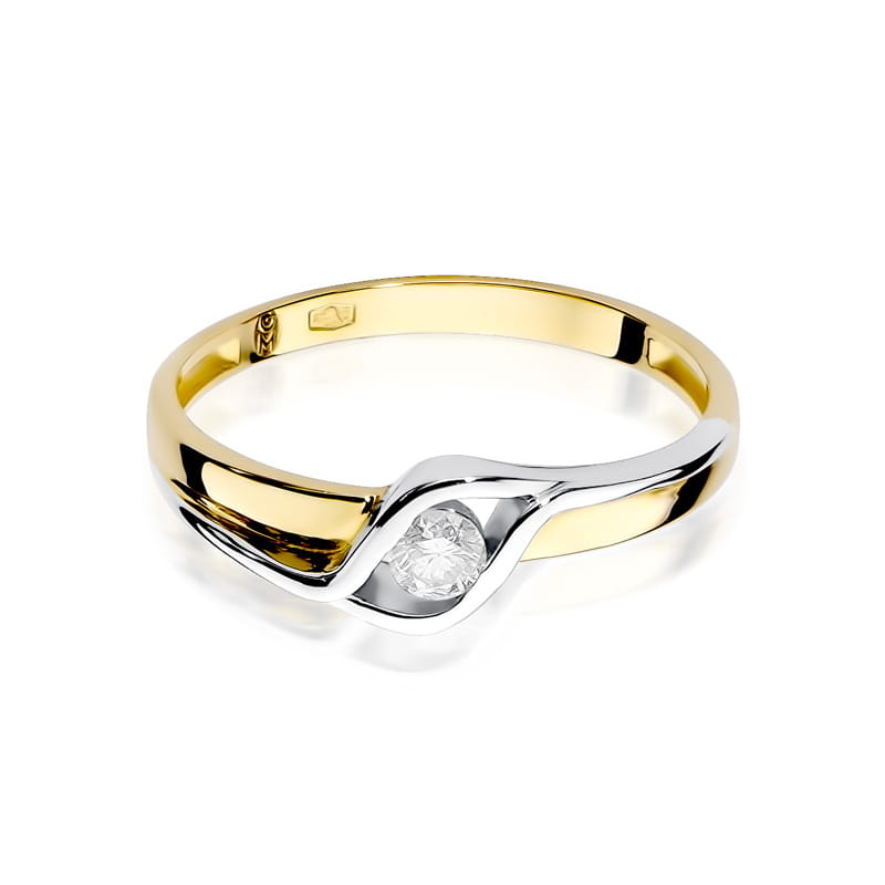 Inel Aur 9K cu Diamant Natural 0.10 ct