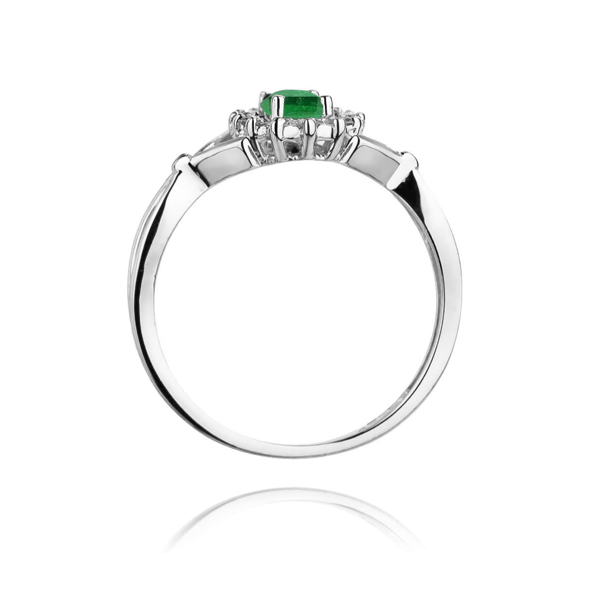 Inel Aur 9K cu Smarald 0.40 ct si Diamante Naturale 0.12 ct
