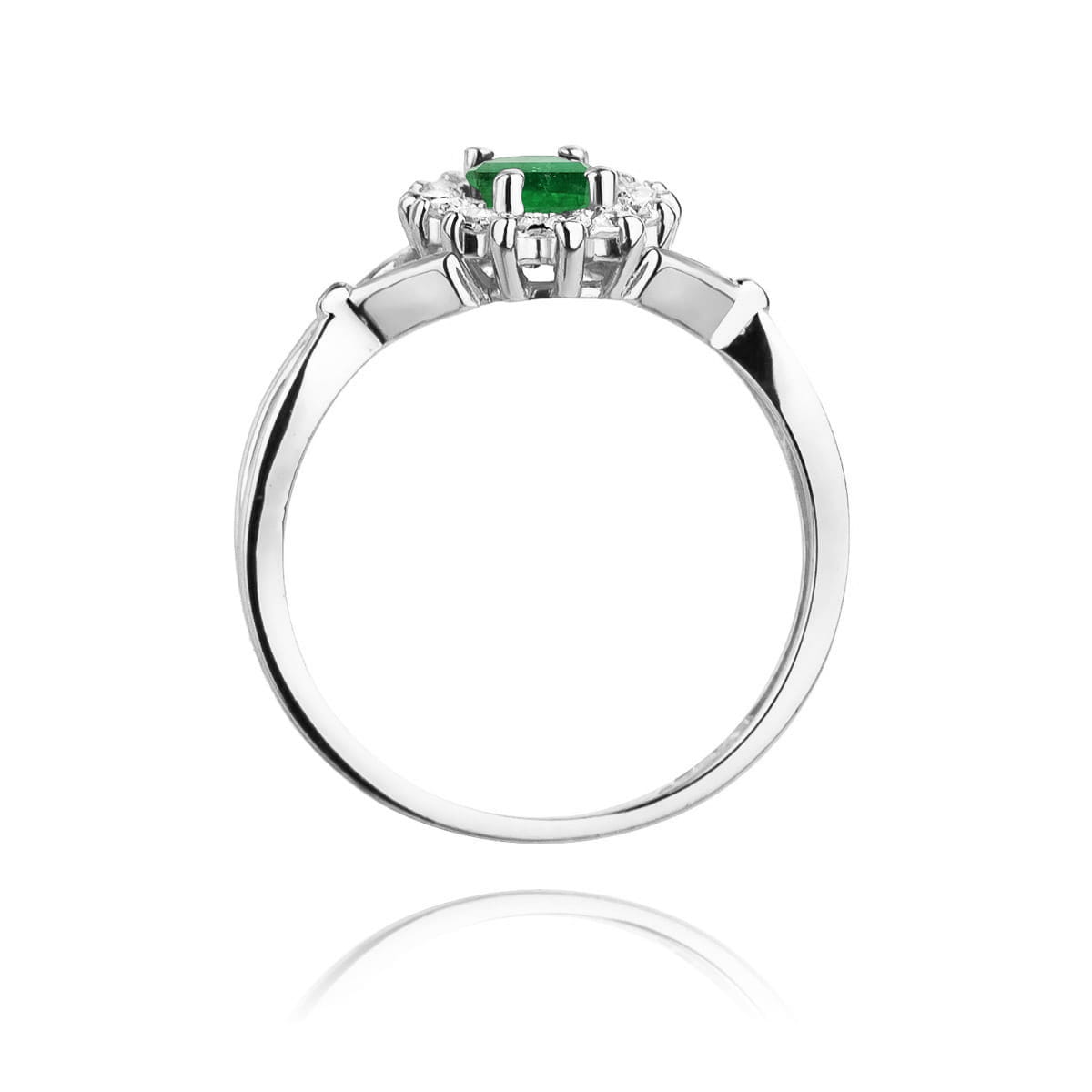 Inel Aur 9K cu Smarald 0.80 ct si Diamante Naturale 0.28 ct