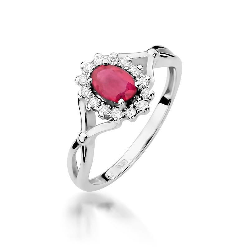 Inel Aur 9K cu Rubin 0.60 ct si Diamante Naturale 0.12 ct