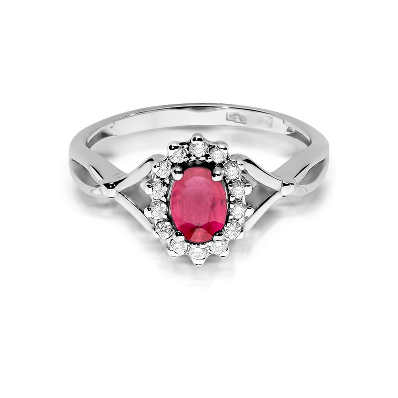 Inel Aur 9K cu Rubin 0.60 ct si Diamante Naturale 0.12 ct