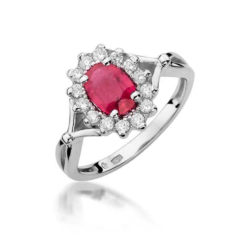 Inel Aur 9K cu Rubin 1.00 ct si Diamante Naturale 0.28 ct