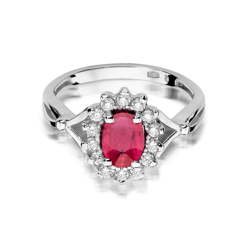 Inel Aur 9K cu Rubin 1.00 ct si Diamante Naturale 0.28 ct