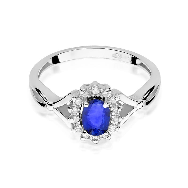 Inel Aur 9K cu Safir 0.70 ct si Diamante Naturale 0.12 ct