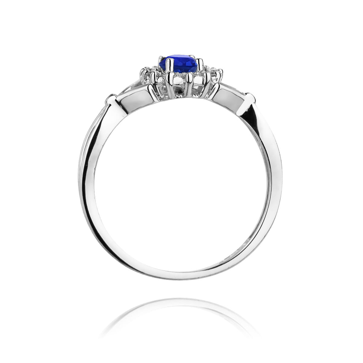 Inel Aur 9K cu Safir 0.70 ct si Diamante Naturale 0.12 ct