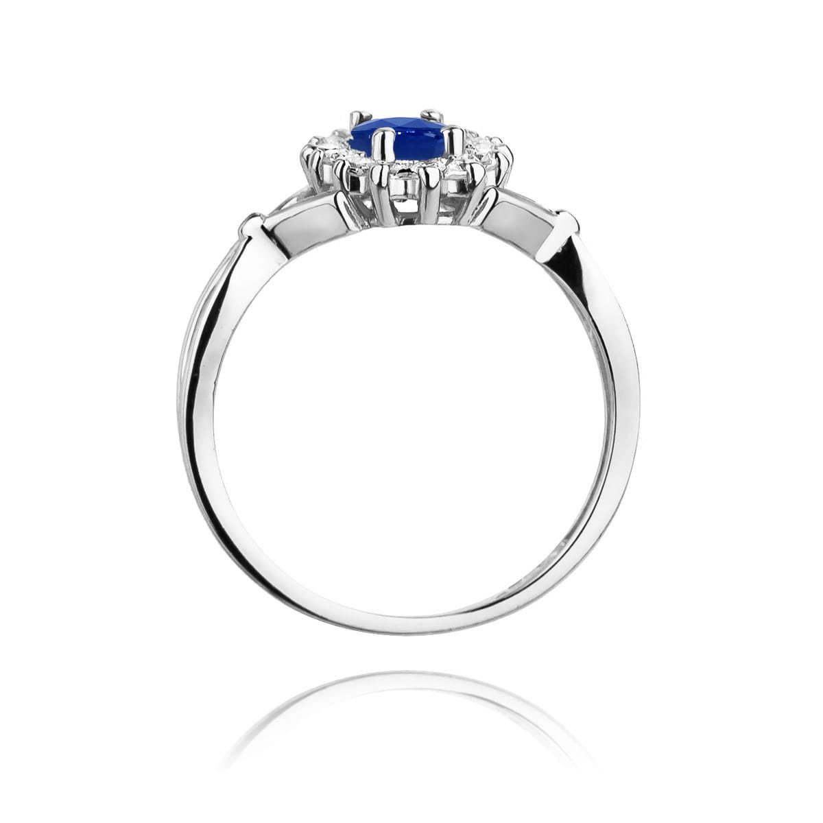 Inel Aur 9K cu Safir 0.90 ct si Diamante Naturale 0.28 ct