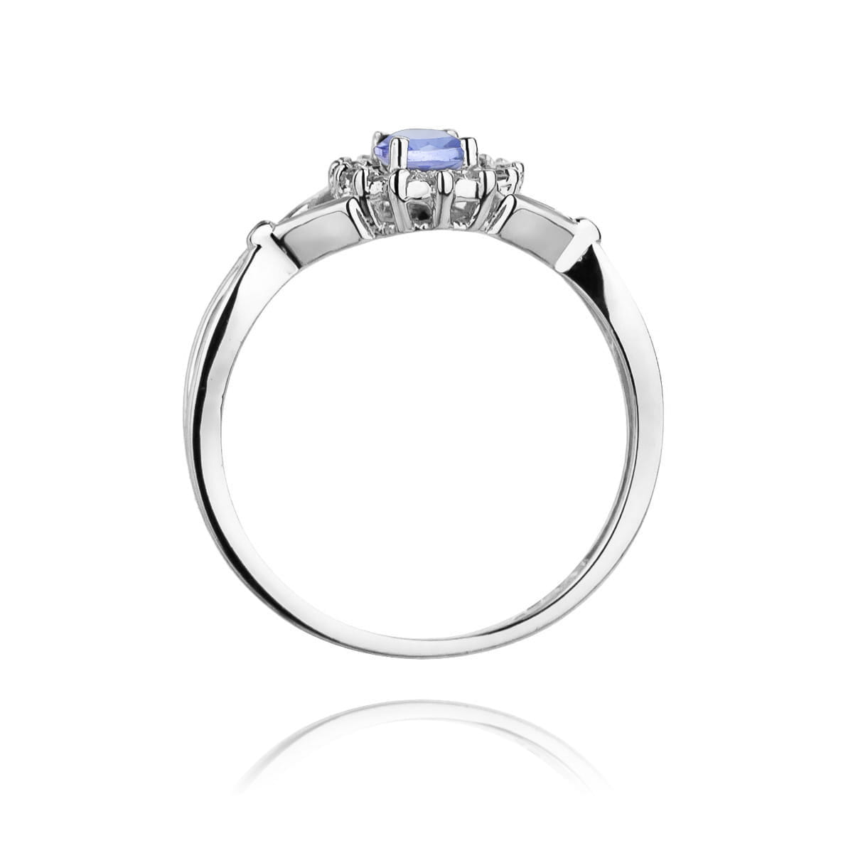Inel Aur 9K cu Tanzanit 0.40 ct si Diamante Naturale 0.12 ct