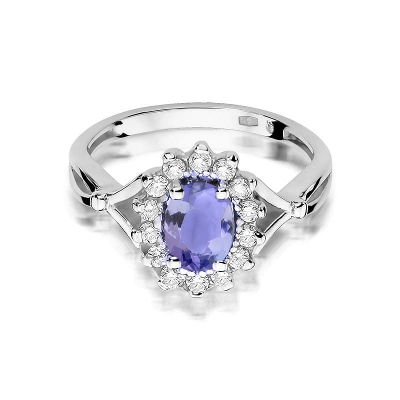 Inel Aur 9K cu Tanzanit 0.70 ct si Diamante Naturale 0.28 ct