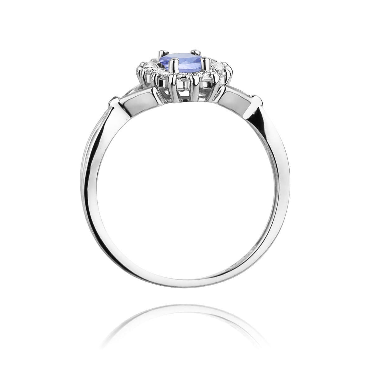 Inel Aur 9K cu Tanzanit 0.70 ct si Diamante Naturale 0.28 ct