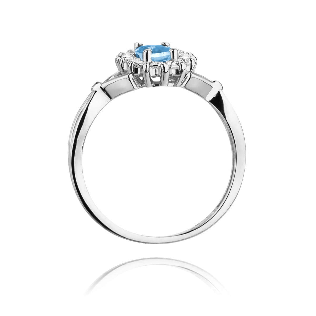 Inel Aur 9K cu Topaz Swiss 0.50 ct si Diamante Naturale 0.12 ct