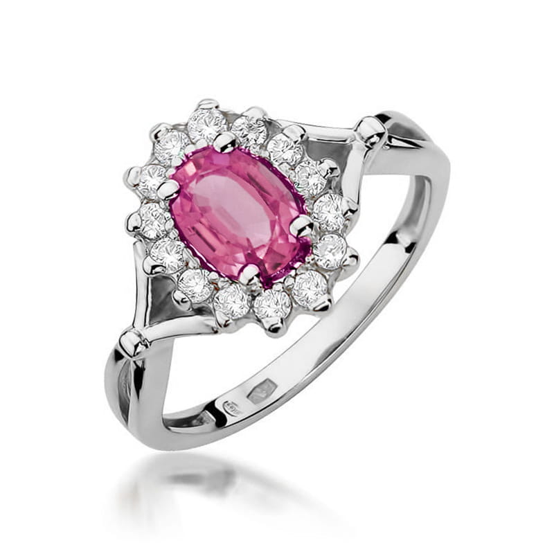 Inel Aur 9K cu Topaz Roz 0.50 ct si Diamante Naturale 0.28 ct