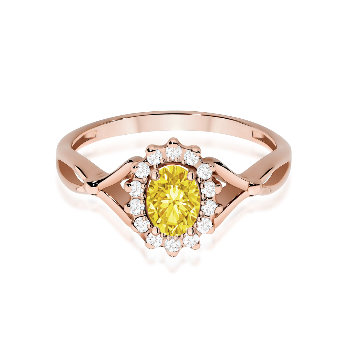 Inel Aur 14K cu Diamante Galben de Laborator 0.62 ct