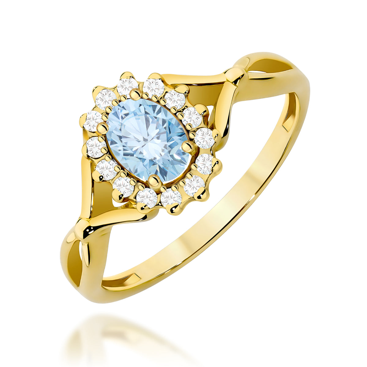 Inel Aur 14K cu Diamante Albastru de Laborator 0.62 ct