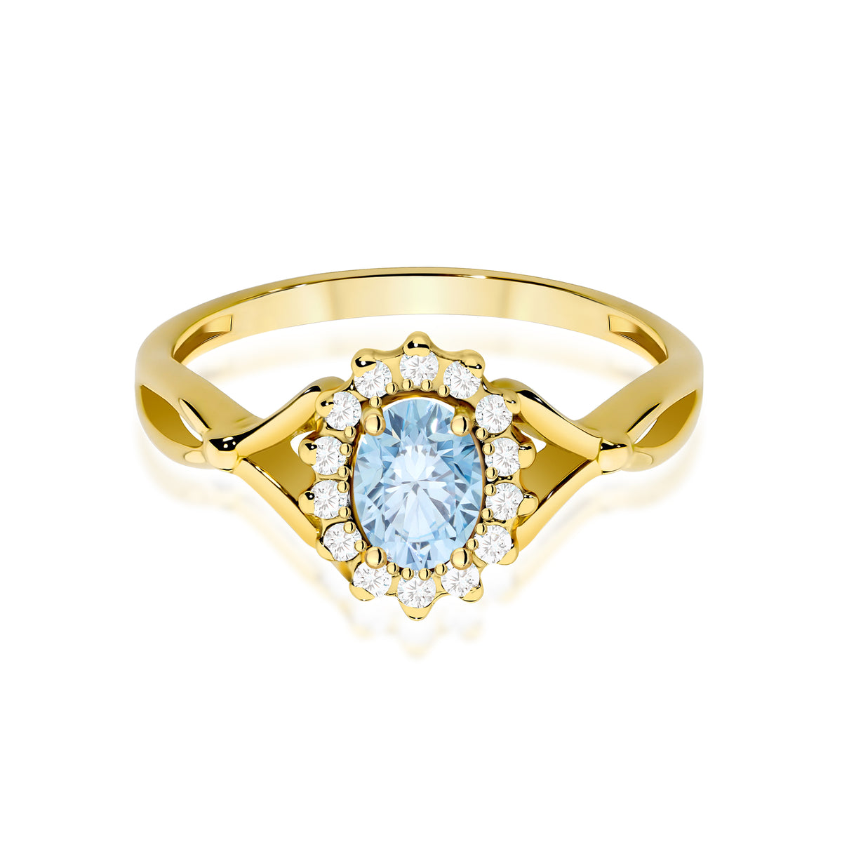 Inel Aur 14K cu Diamante Albastru de Laborator 0.62 ct