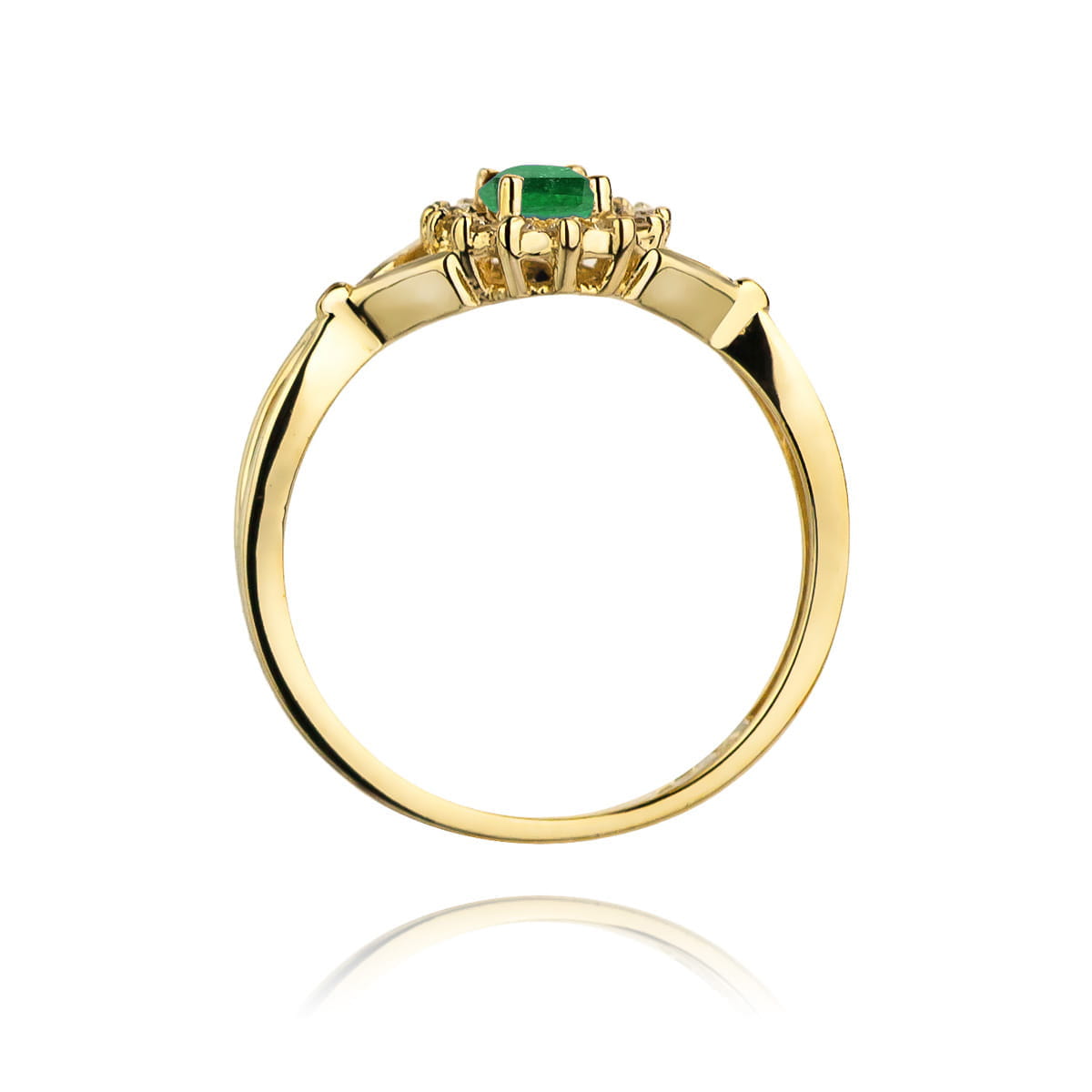 Inel Aur 9K cu Smarald 0.40 ct si Diamante Naturale 0.12 ct