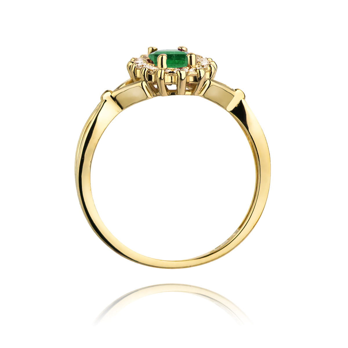 Inel Aur 9K cu Smarald 0.80 ct si Diamante Naturale 0.28 ct