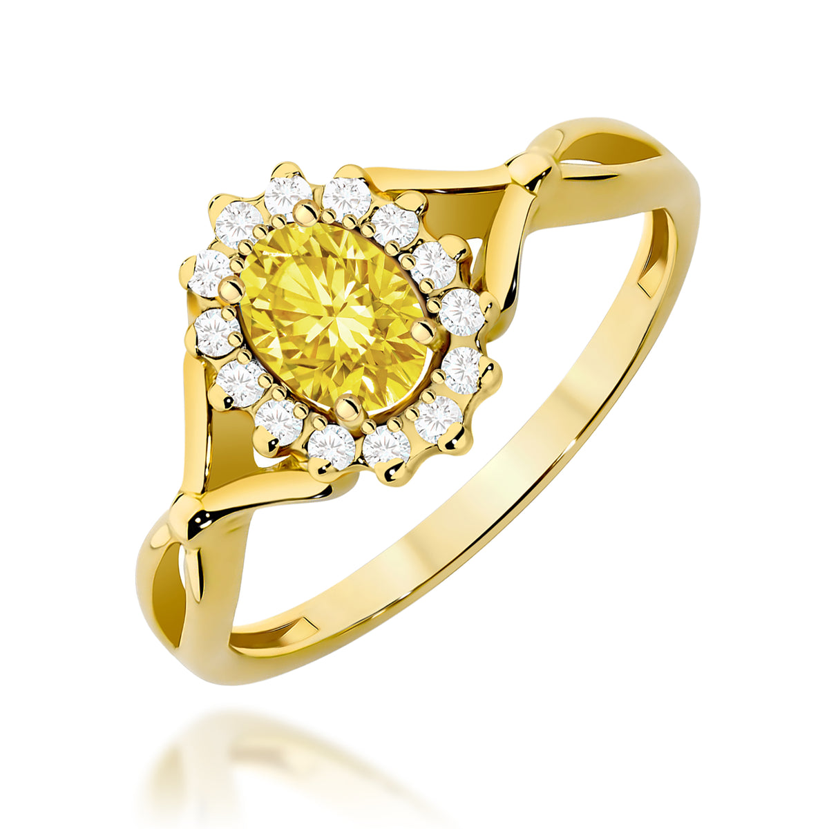 Inel Aur 9K cu Diamante Galben de Laborator 0.62 ct