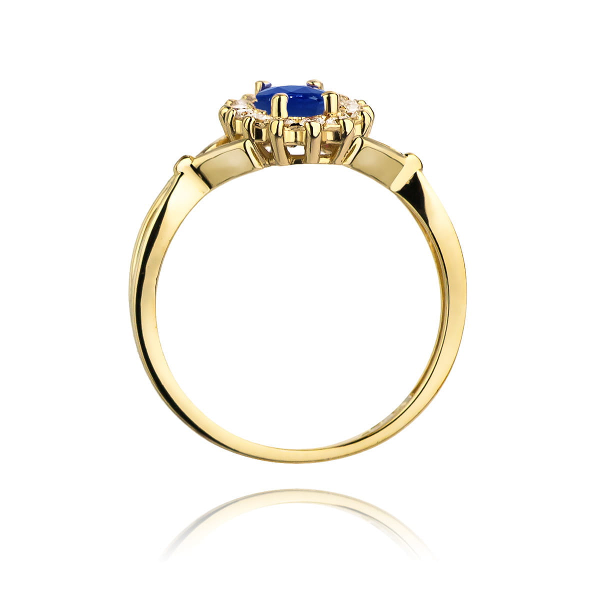 Inel Aur 9K cu Safir 0.90 ct si Diamante Naturale 0.28 ct