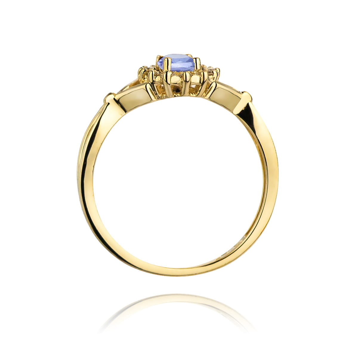 Inel Aur 9K cu Tanzanit 0.40 ct si Diamante Naturale 0.12 ct
