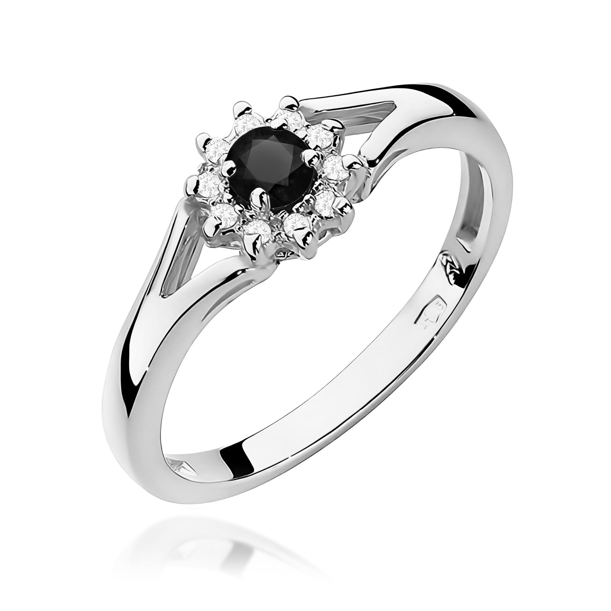 Inel Aur 9K cu Diamante Naturale Albe si Negre 0.21 ct
