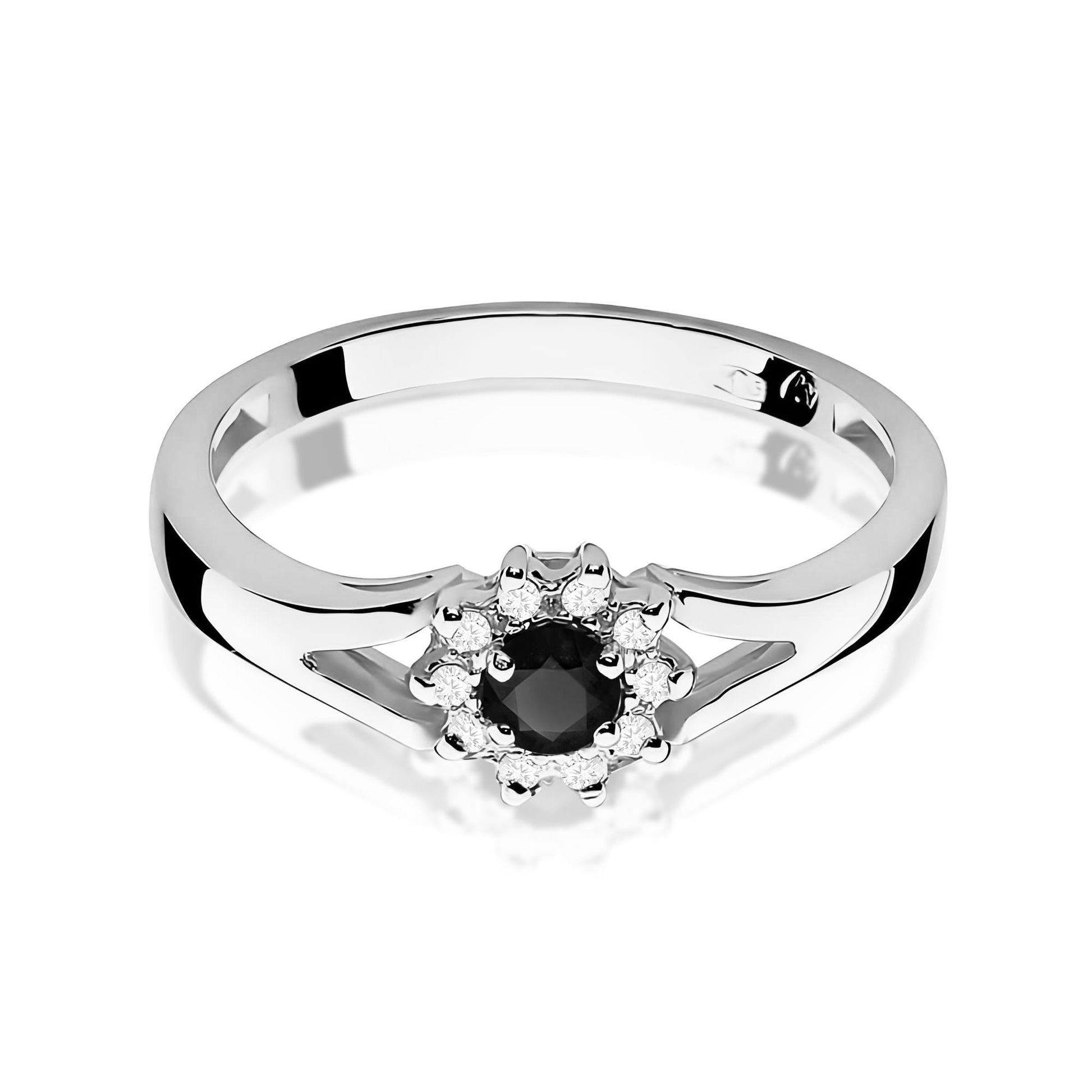 Inel Aur 9K cu Diamante Naturale Albe si Negre 0.21 ct