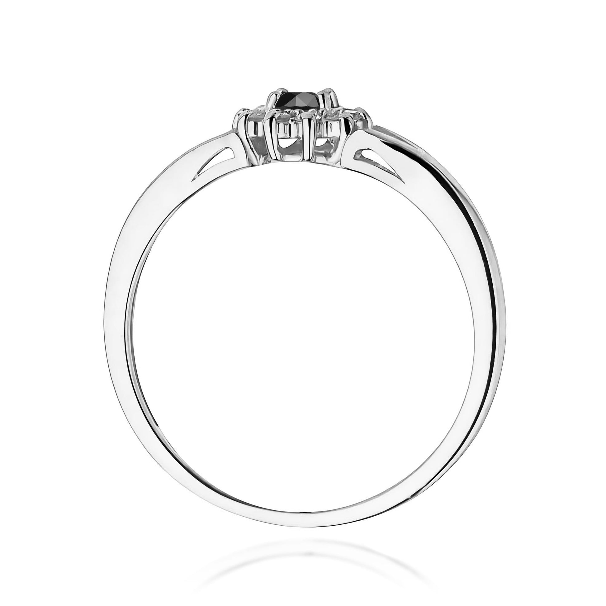 Inel Aur 9K cu Diamante Naturale Albe si Negre 0.21 ct