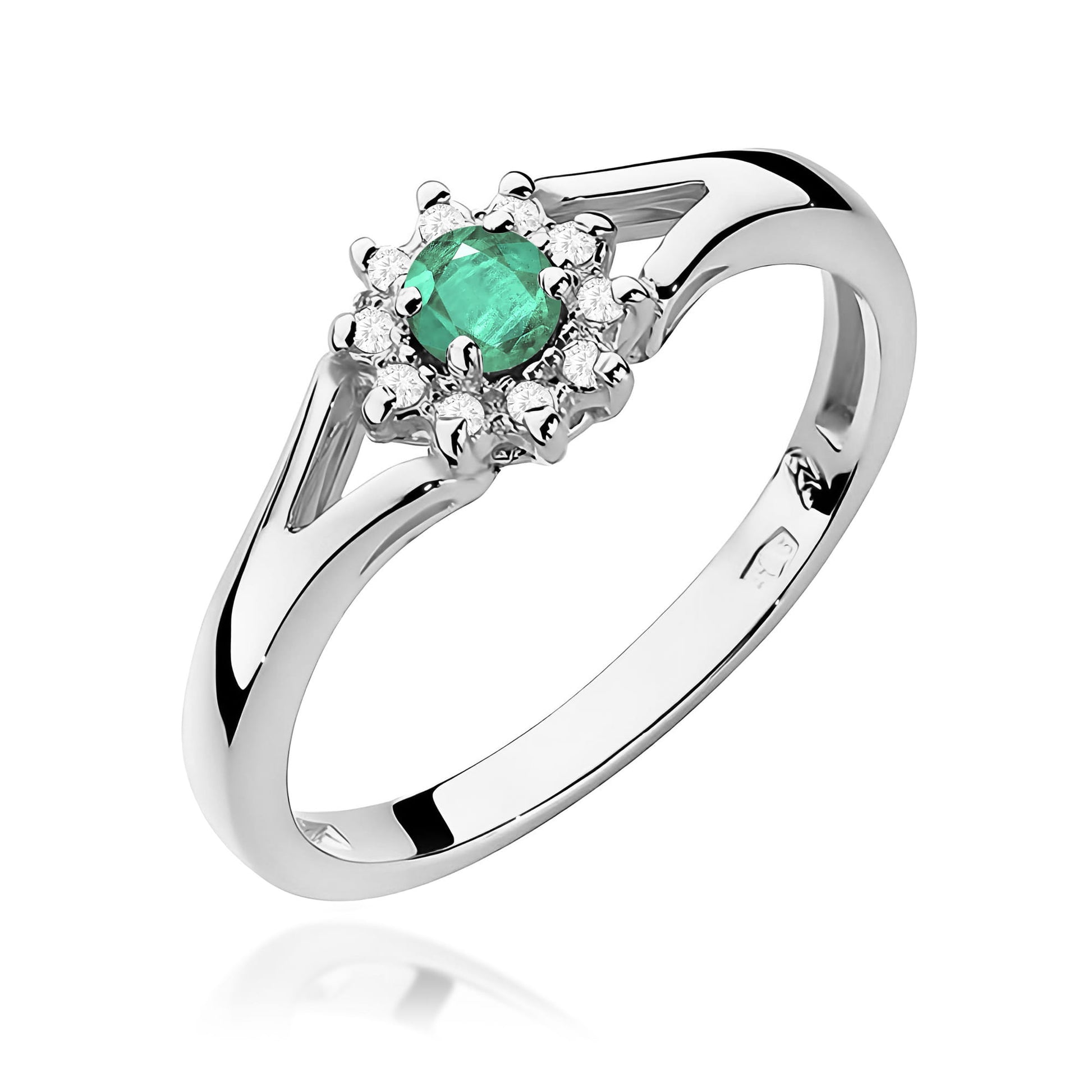 Inel Aur 9K cu Smarald 0.15 ct si Diamante Naturale 0.09 ct