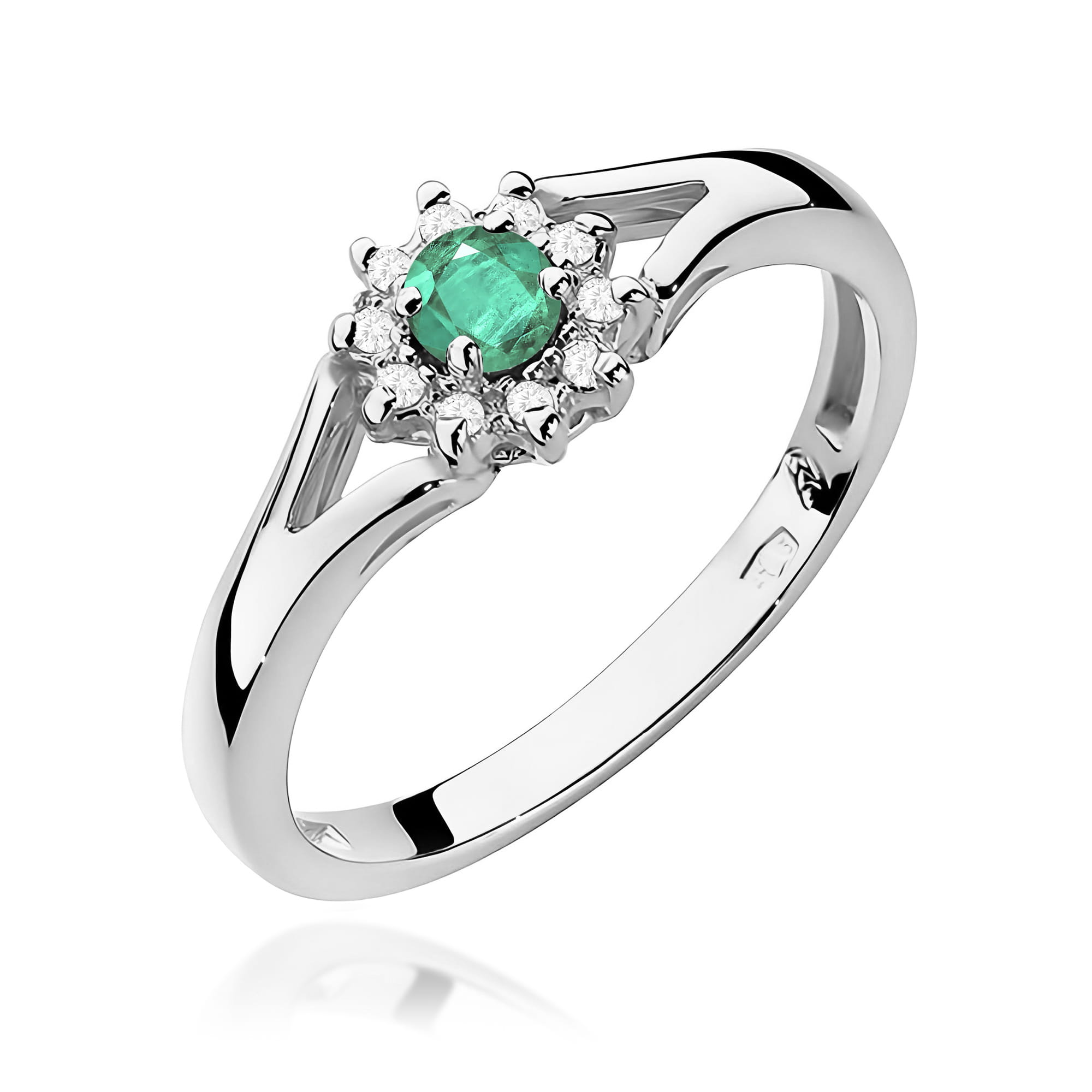 Inel Aur 9K cu Smarald 0.15 ct si Diamante Naturale 0.09 ct