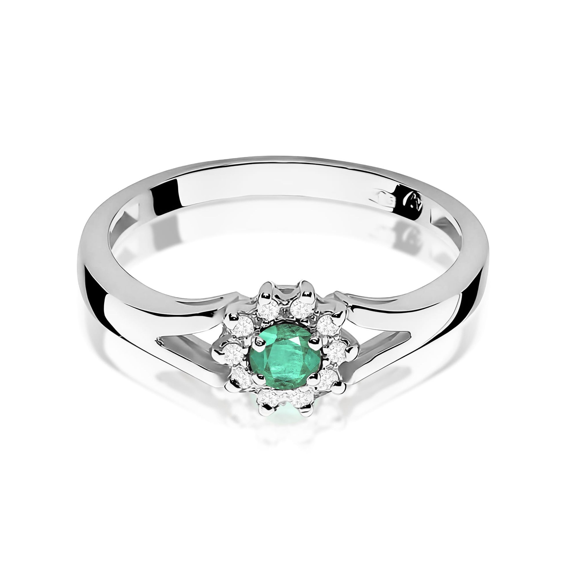 Inel Aur 9K cu Smarald 0.15 ct si Diamante Naturale 0.09 ct