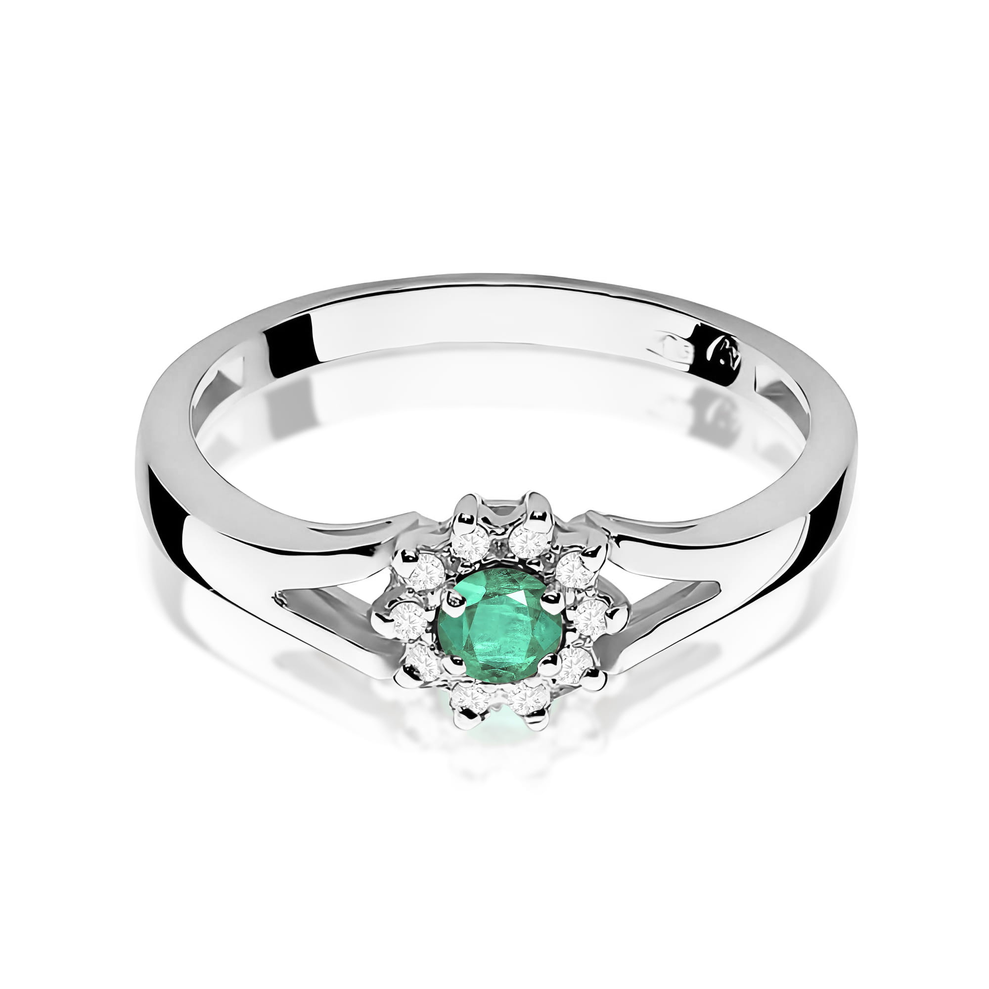 Inel Aur 9K cu Smarald 0.15 ct si Diamante Naturale 0.09 ct