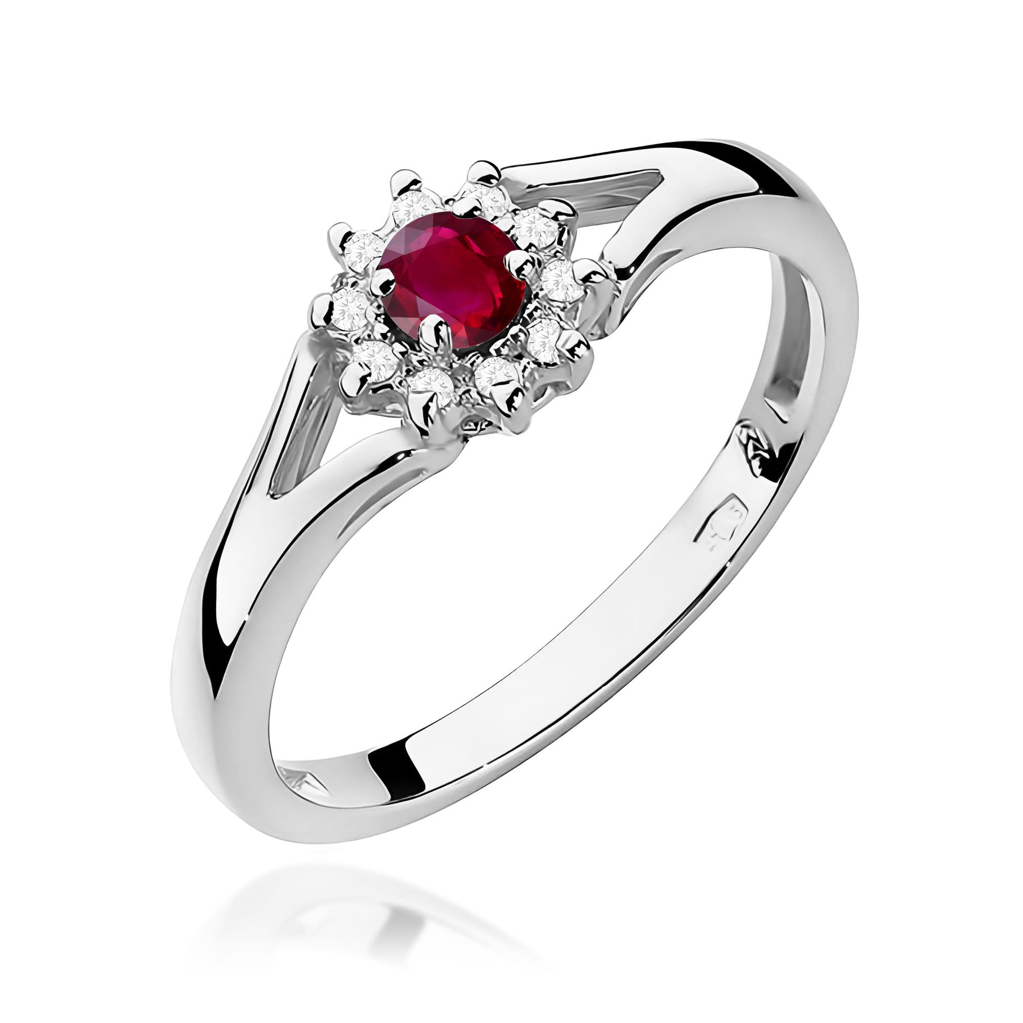 Inel Aur 9K cu Rubin 0.15 ct si Diamante Naturale 0.09 ct