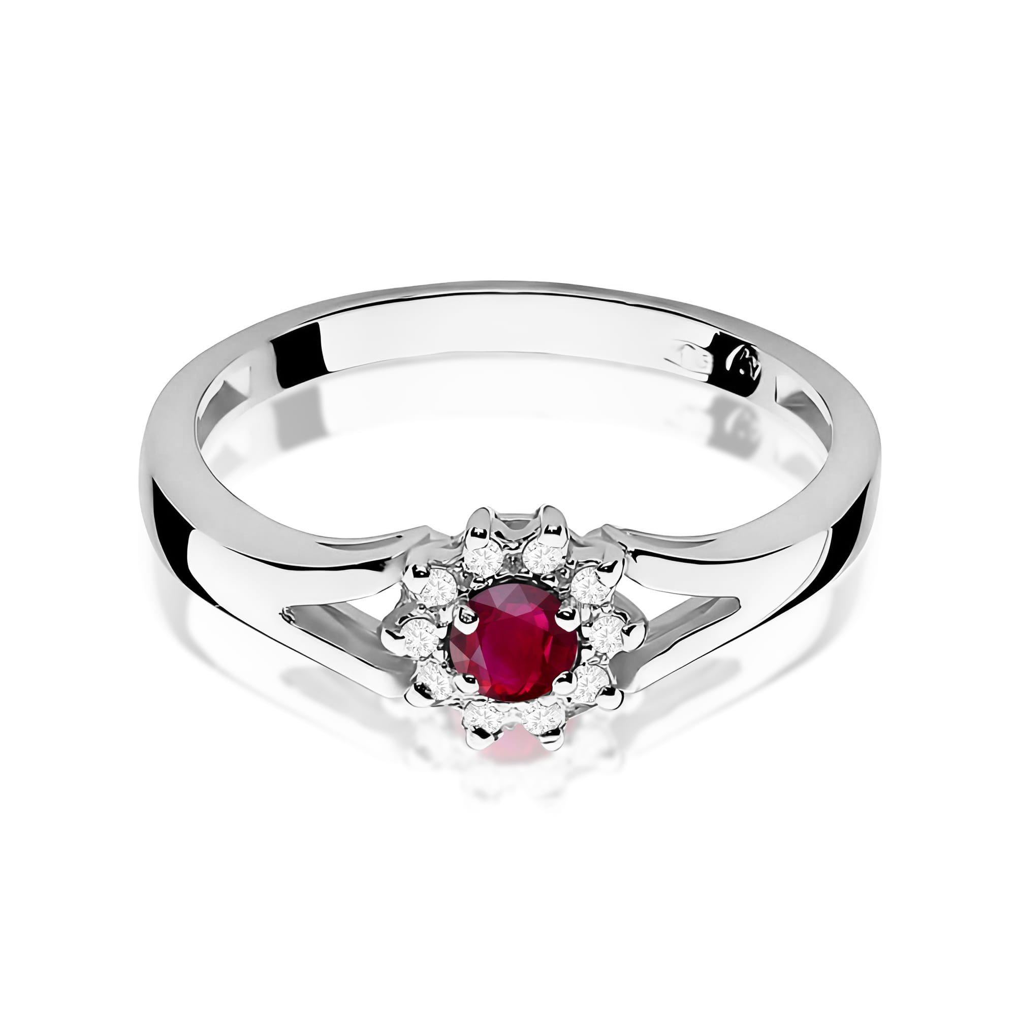Inel Aur 9K cu Rubin 0.15 ct si Diamante Naturale 0.09 ct