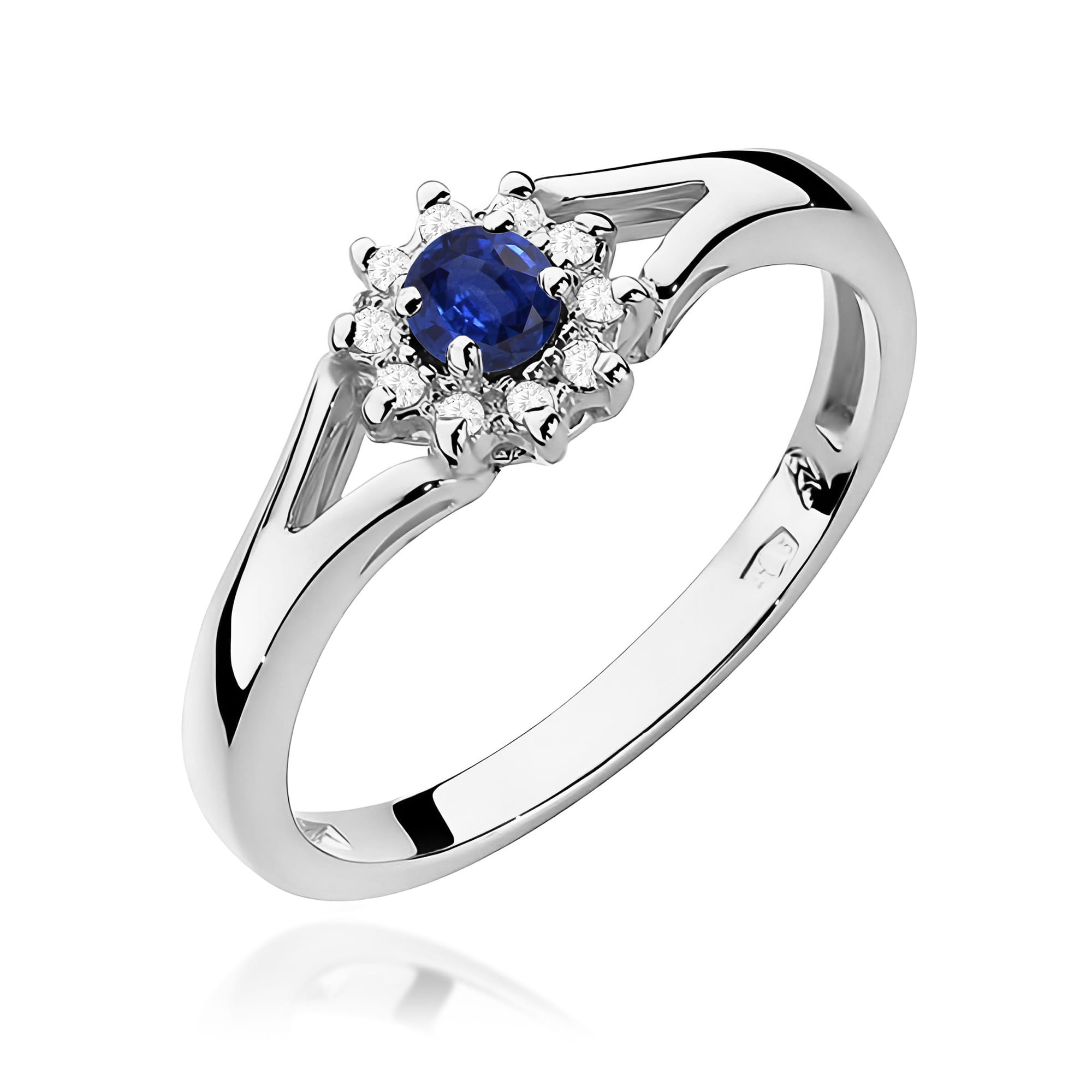 Inel Aur 9K cu Safir 0.15 ct si Diamante Naturale 0.09 ct