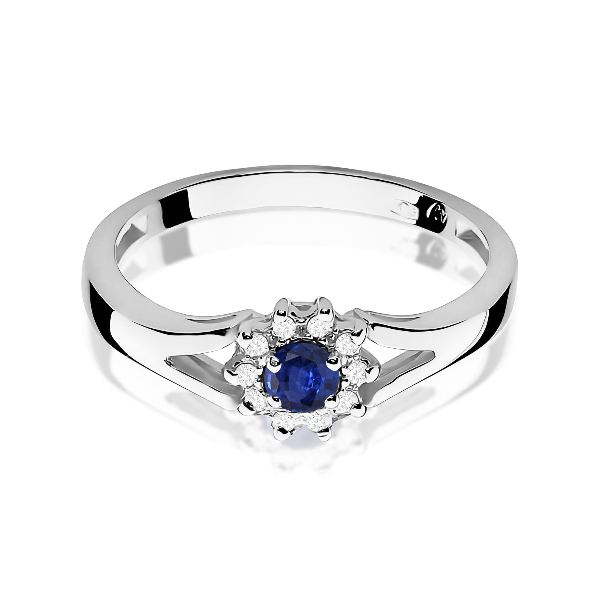 Inel Aur 9K cu Safir 0.15 ct si Diamante Naturale 0.09 ct