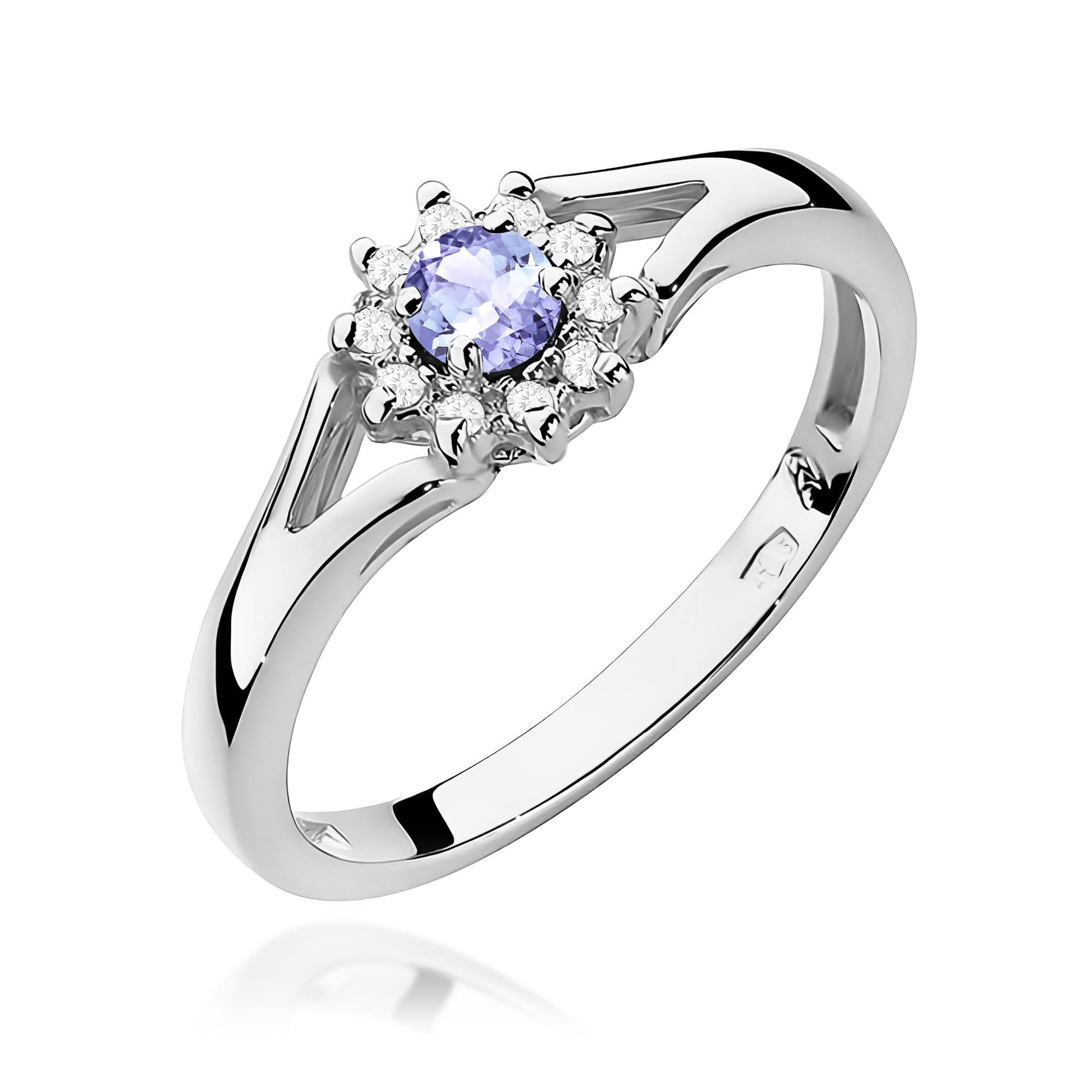 Inel Aur 9K cu Tanzanit 0.15 ct si Diamante Naturale 0.09 ct