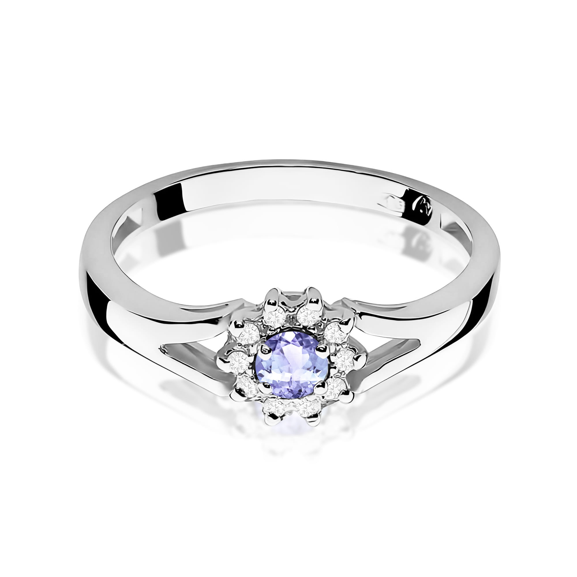 Inel Aur 9K cu Tanzanit 0.15 ct si Diamante Naturale 0.09 ct
